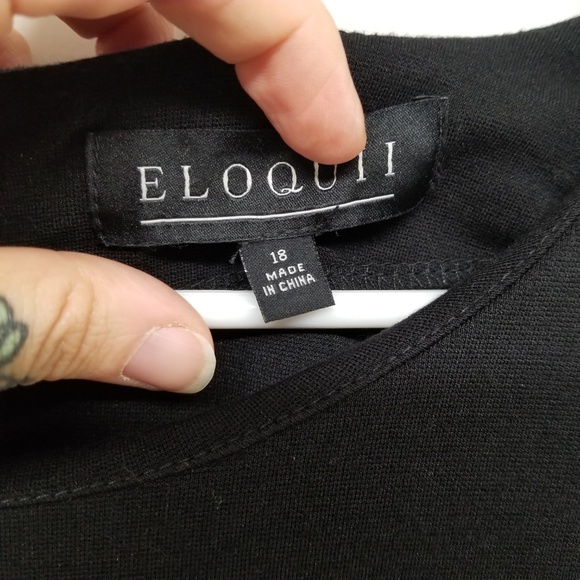 ELOQUII Ponte Knit Peplum Top Pearl Button Details - Picture 7 of 8